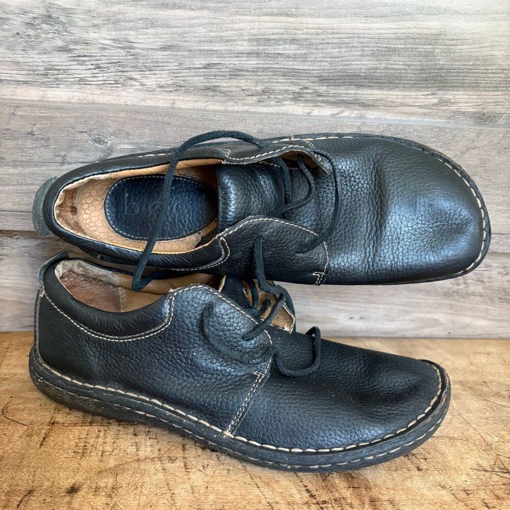 Black Leather Oxford Moccasin Shoes Antique Style Stitching Theater 1800s 1900s